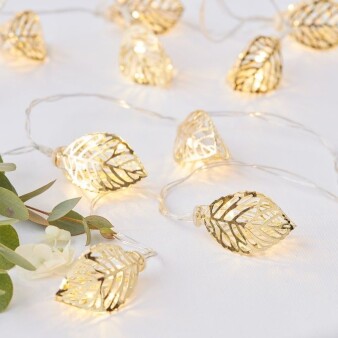 Lichterkette "Goldene Blätter" mit 10 LEDs