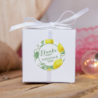 Aufkleber Hochzeit rund Lemon personalisiert