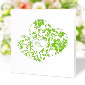 Hochzeitseinladung Herzenssache grün