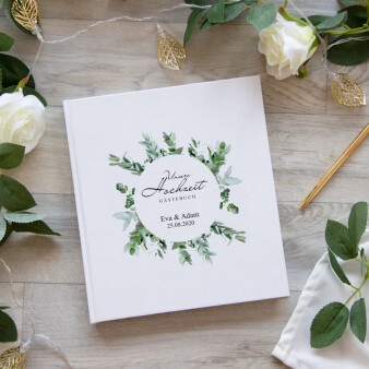 Gästebuch Hochzeit personalisiert Greenery