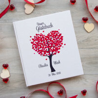Gästebuch Hochzeit zum Ausfüllen "Herzbaum rot"