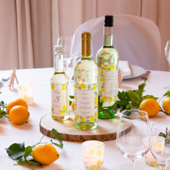 Flaschenetikett Hochzeit Menükarte "Lemon"