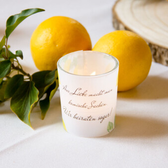 Tischkarte Windlicht "Lemon" inkl. Glas