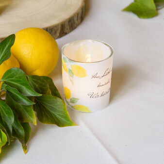 Tischkarte Windlicht Lemon inkl. Glas