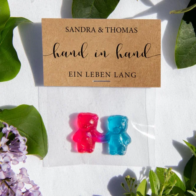 Gastgeschenk Tüte transparent mit Kraftpapieretikett...