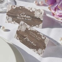 Klapptischkarte Holz und Spitze inkl. Namensdruck