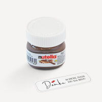 Gastgeschenk Mini Nutella Glas mit Aufkleber "Danke Kalligrafie" Schön, dass Du da bist!