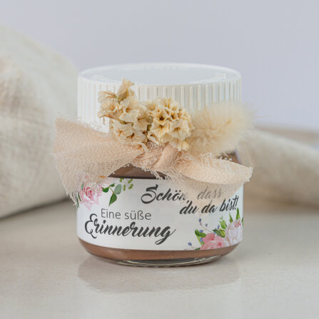 Gastgeschenk Mini Nutella Glas mit Aufkleber "Summer...