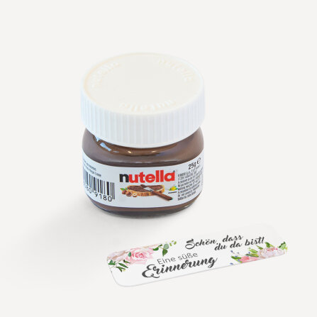 Gastgeschenk Mini Nutella Glas mit Aufkleber "Summer Love" Schön, dass du da bist!