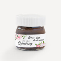Gastgeschenk Mini Nutella Glas mit Aufkleber "Summer Love" Schön, dass du da bist!