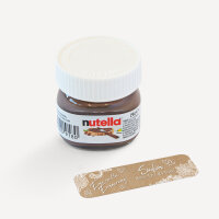 Gastgeschenk Mini Nutella Glas mit Aufkleber "Vintage Spitze" Schön, dass Du da bist!