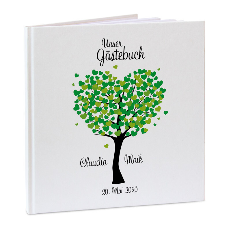 Gästebuch Hochzeit personalisiert Herzbaum grün