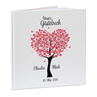 Gästebuch Hochzeit personalisiert "Herzbaum rosé"