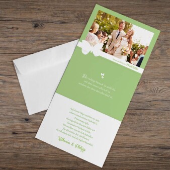 Danksagungskarte Hochzeit "Herziger Schmetterling" grün