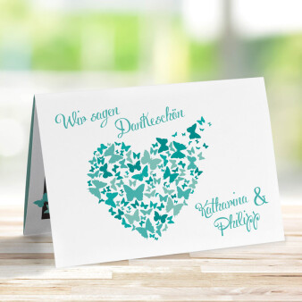 Danksagungskarte Hochzeit "Herziger Schmetterling" mint
