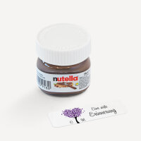Gastgeschenk Mini Nutella Glas mit Aufkleber "Herzbaum" lila inkl. Personalisierung