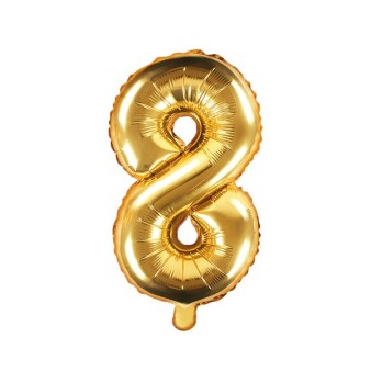 Folienballon Zahl "8" gold 35 cm