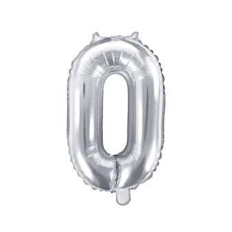 Folienballon Zahl "0" silber 35 cm