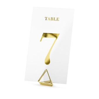 Tischnummern Hochzeit transparent-gold 1-20