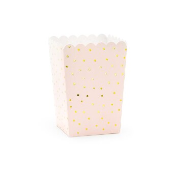 Candy Bar Popcornbecher rosa "Goldene Punkte" 6 Stück