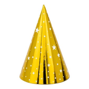 Partyhut "Goldene Sterne" 6 Stück