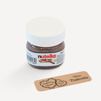Gastgeschenk Mini Nutella Glas mit Aufkleber Herz Notiz