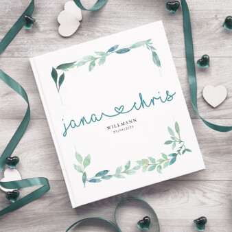 Gästebuch Hochzeit personalisiert Blue Greenery