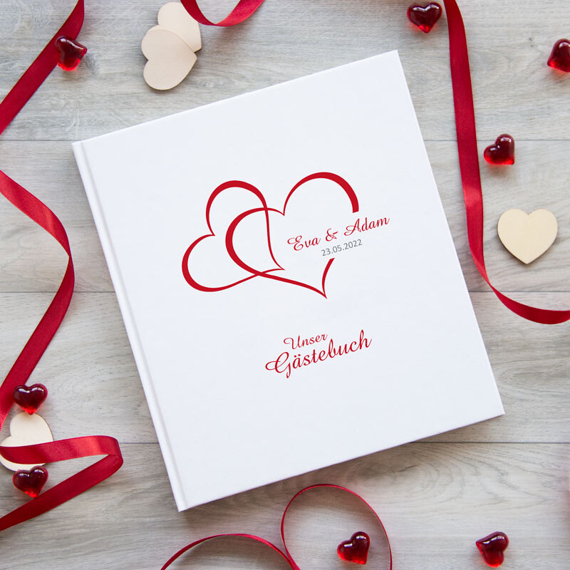 Gästebuch Hochzeit personalisiert Zwei Herzen