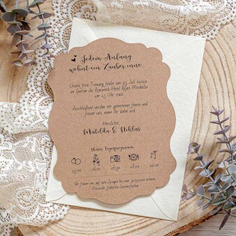 Hochzeitseinladung Kraftpapier Lettering