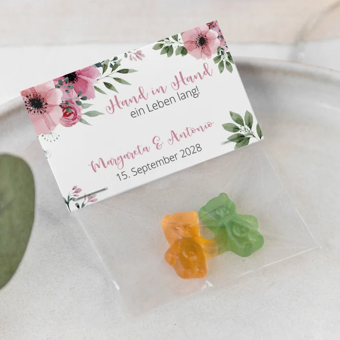 Gastgeschenk Tüte transparent mit Etikett...