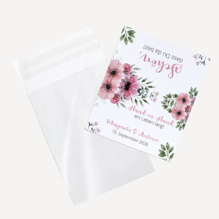 Gastgeschenk Tüte transparent mit Etikett "Bohemian Summer" online selbst gestalten