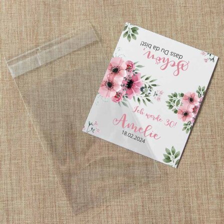 Gastgeschenk Tüte transparent mit Etikett "Bohemian Summer" online selbst gestalten