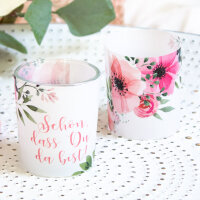 Tischkarte Windlicht "Bohemian Summer" inkl. Glas "Schön, dass Du da bist!"