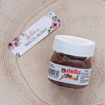 Gastgeschenk Mini Nutella Glas mit Aufkleber "Bohemian Summer"