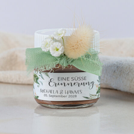 Gastgeschenk Mini Nutella Glas mit Aufkleber "Green...