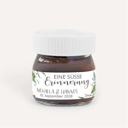 Gastgeschenk Mini Nutella Glas mit Aufkleber "Green...