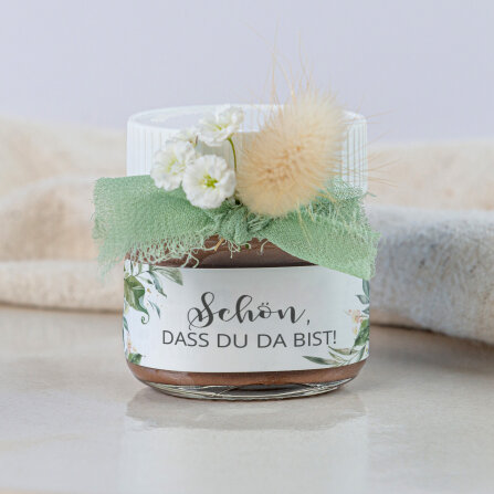 Gastgeschenk Mini Nutella Glas mit Aufkleber "Green...