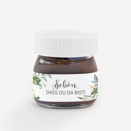 Gastgeschenk Mini Nutella Glas mit Aufkleber "Green...