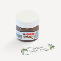 Gastgeschenk Mini Nutella Glas mit Aufkleber "Green Magic" Schön, dass Du da bist!