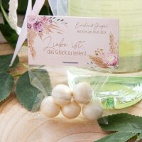 Gastgeschenk Geschenktüte transparent mit Etikett "Pampasgras" creme inkl. Personalisierung
