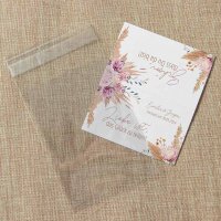 Gastgeschenk Geschenktüte transparent mit Etikett "Pampasgras" weiß inkl. Personalisierung