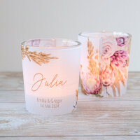 Tischkarte Windlicht "Pampasgras" inkl. Personalisierung & Glas
