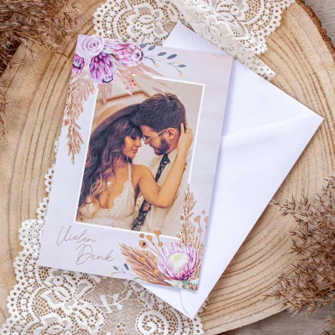 Dankeskarte Hochzeit Pampasgras