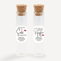 Gastgeschenk Glasröhrchen mit Aufkleber Salz & Pfeffer "Kalligrafie" 2er Set online selbst gestalten