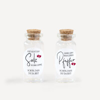 Gastgeschenk Mini Glasröhrchen mit Aufkleber Salz & Pfeffer "Kalligrafie" 2er Set unpersonalisiert