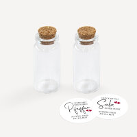 Gastgeschenk Mini Glasröhrchen mit Aufkleber Salz & Pfeffer "Kalligrafie" 2er Set unpersonalisiert