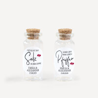 Gastgeschenk Mini Glasröhrchen mit Aufkleber Salz & Pfeffer "Kalligrafie" 2er Set online selbst gestalten
