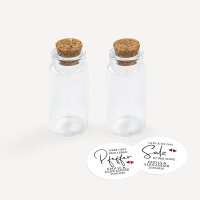 Gastgeschenk Mini Glasröhrchen mit Aufkleber Salz & Pfeffer "Kalligrafie" 2er Set online selbst gestalten