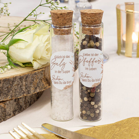 2er Set Glasröhrchen mit Aufkleber Salz &...