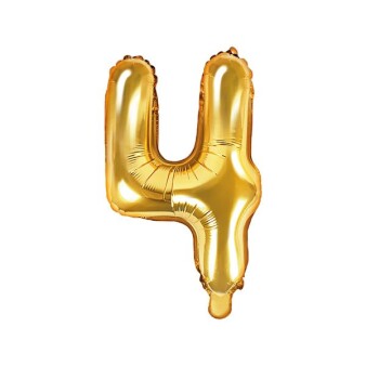 Folienballon Zahl "4" gold 35 cm